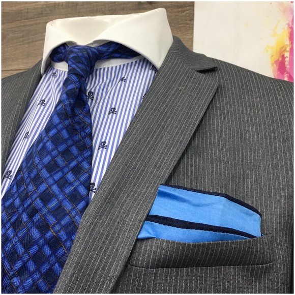 Combatant Mens Suit 2 Piece Set Size 42L Slim Jacket‎ Blazer Pants Wool 2 Button - Picture 4 of 16